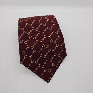 vintage Gino Pompeii maroon tie with horsebit pattern 58 inches long